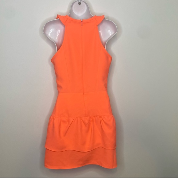 Maje Sleeveless Ruffle Trim Coral Mini Dress Size 2 - Picture 6 of 16
